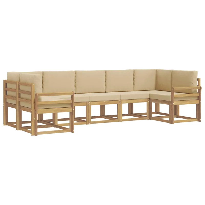 Lauko sofos komplektas su pagalve 7 pcs Balta ir kreminė
