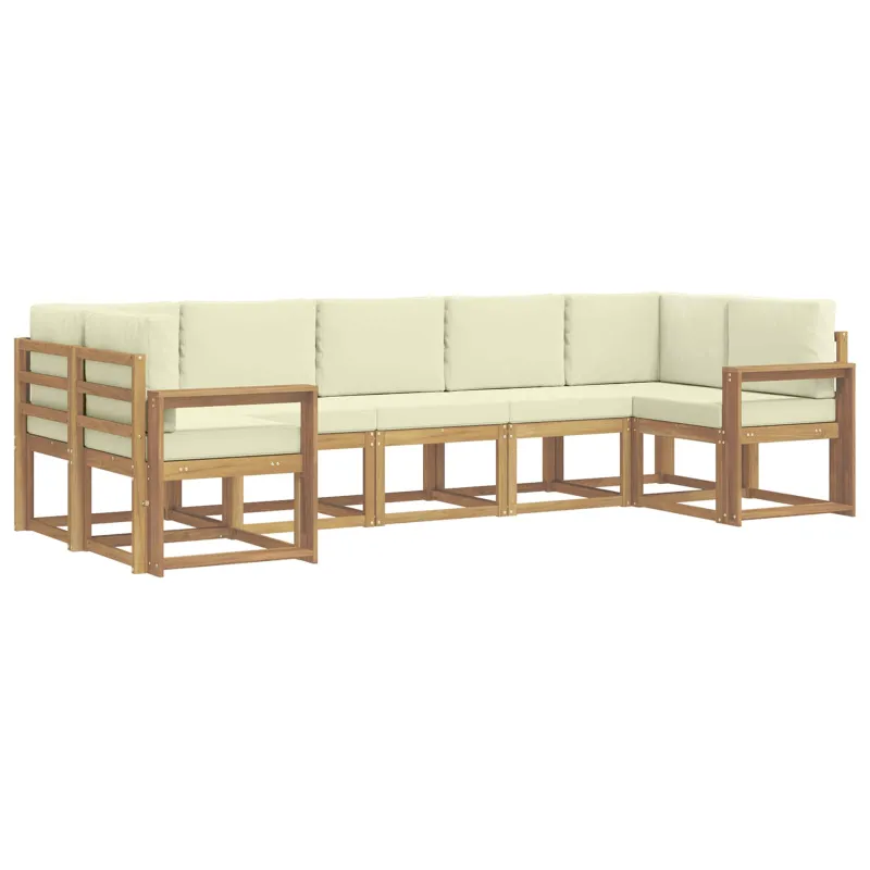 Lauko sofos komplektas su pagalve 7 pcs Balta ir kreminė