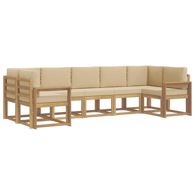 Lauko sofos komplektas su pagalve 7 pcs Balta ir kreminė