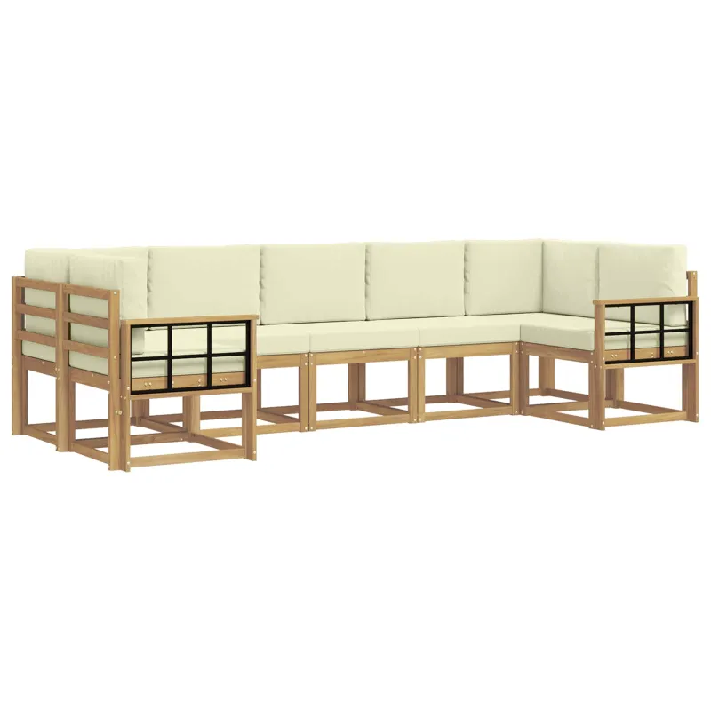 Lauko sofos komplektas su pagalve 7 pcs Balta ir kreminė