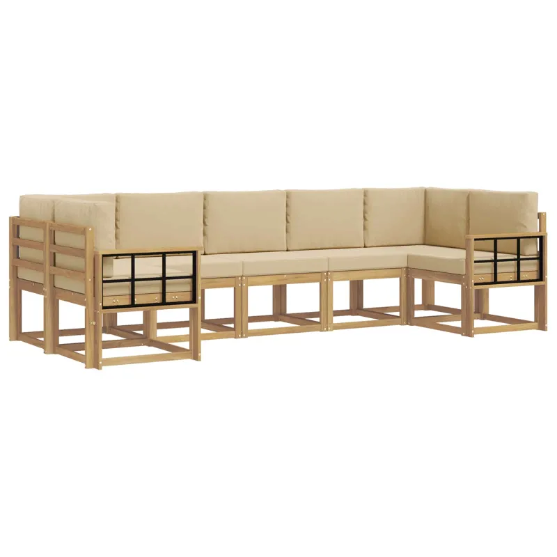Lauko sofos komplektas su pagalve 7 pcs Balta ir kreminė