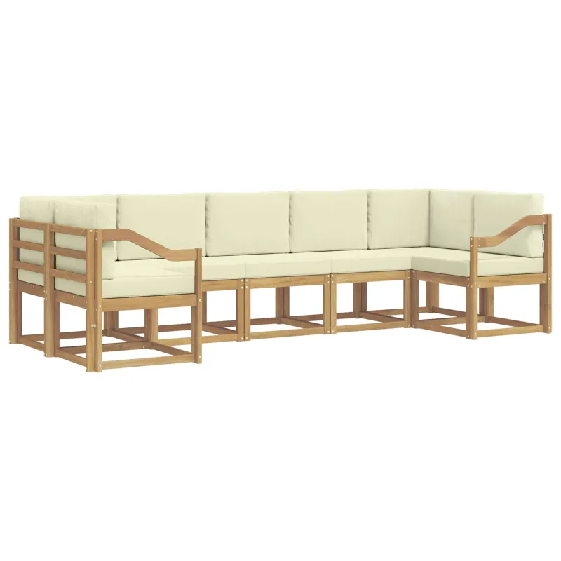 Lauko sofos komplektas su pagalve 7 pcs Balta ir kreminė