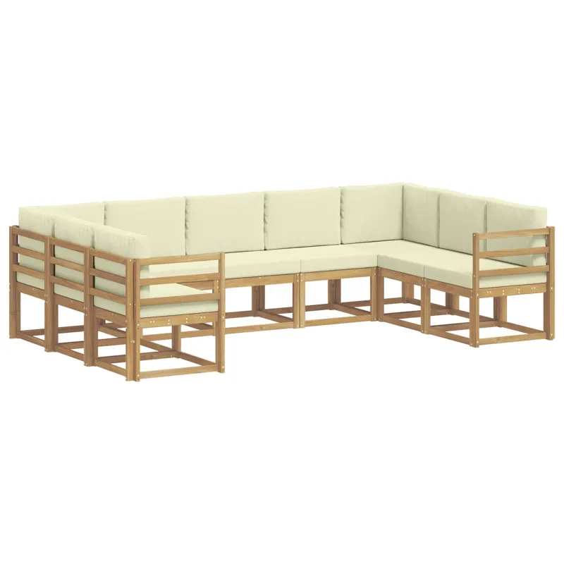 Lauko sofos komplektas su pagalve 9 pcs Balta ir kreminė