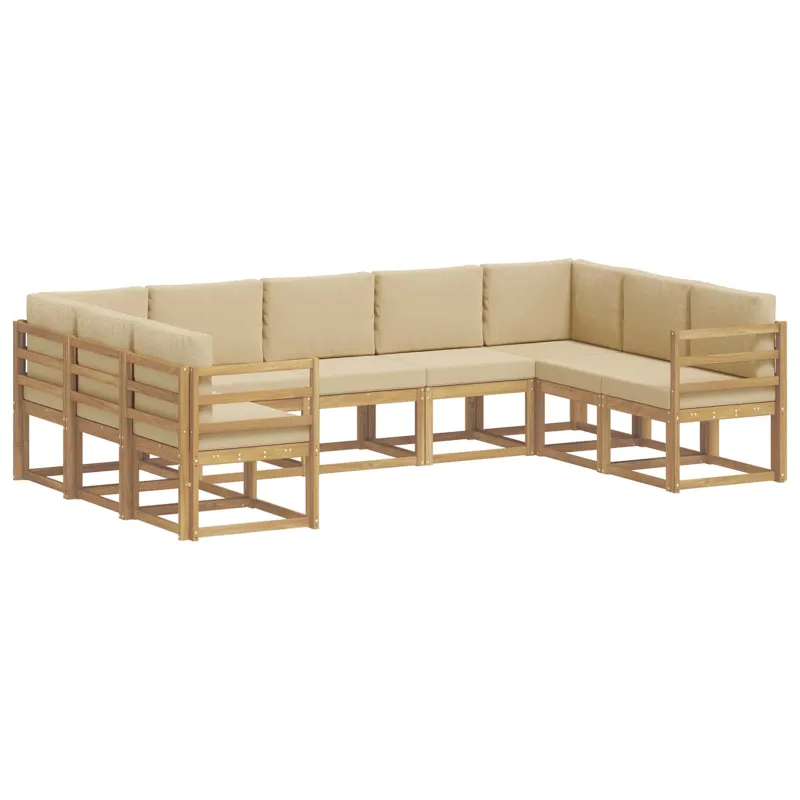Lauko sofos komplektas su pagalve 9 pcs Balta ir kreminė