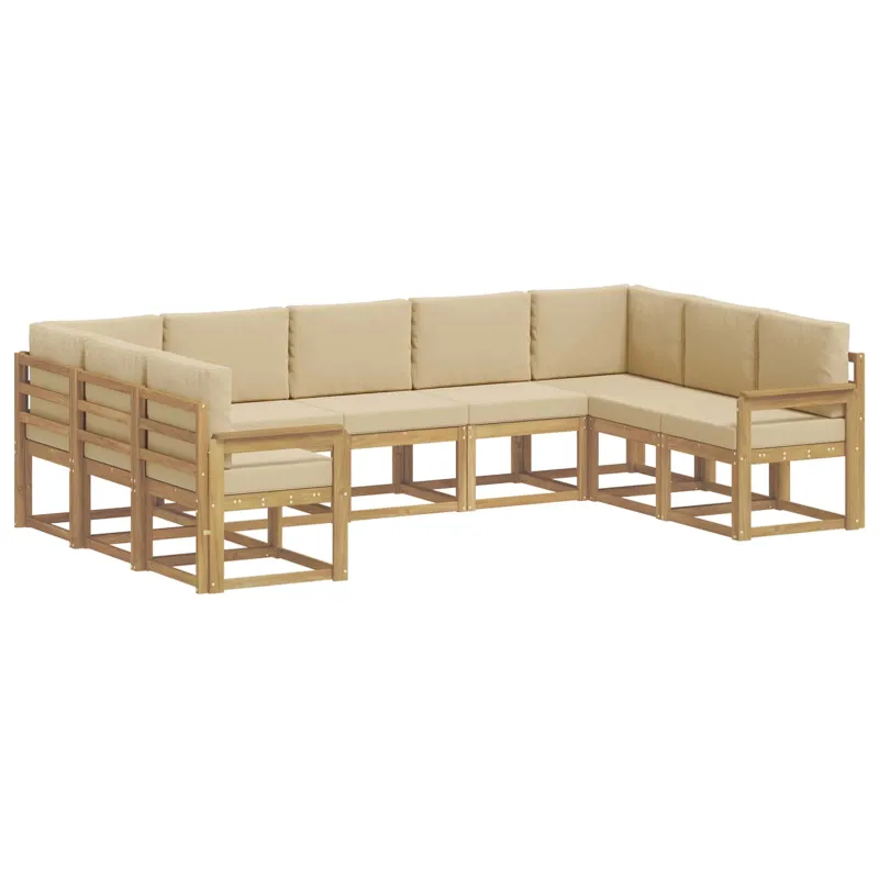 Lauko sofos komplektas su pagalve 9 pcs Balta ir kreminė