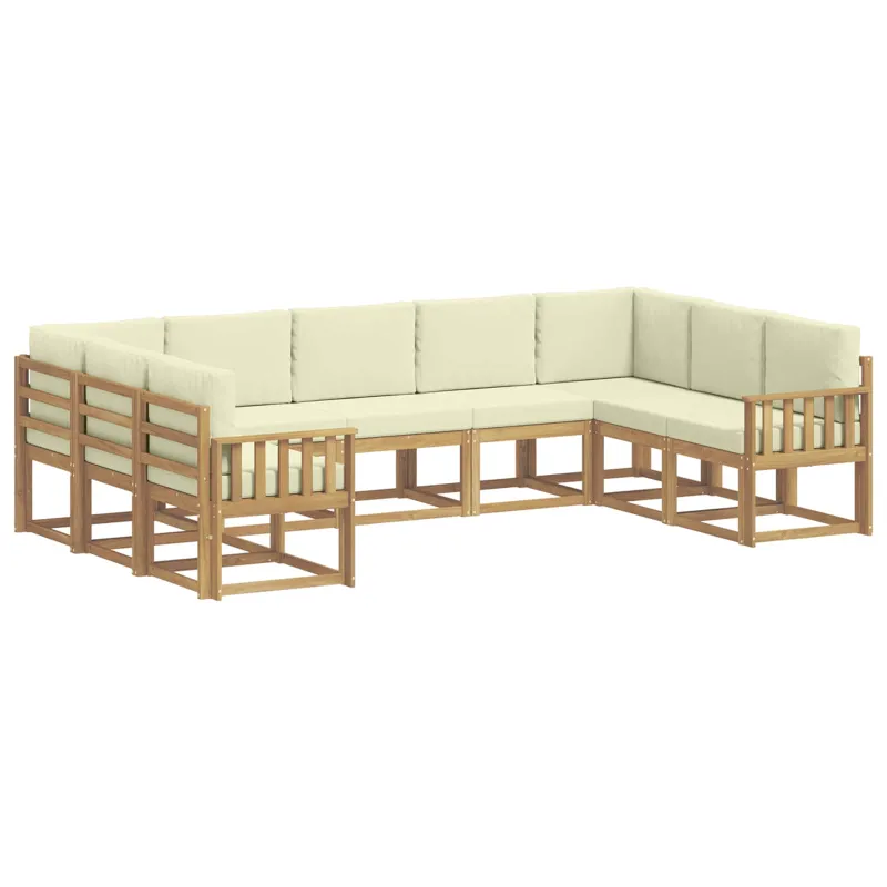 Lauko sofos komplektas su pagalve 9 pcs Balta ir kreminė