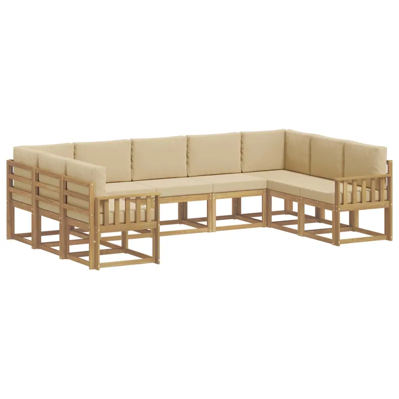 Lauko sofos komplektas su pagalve 9 pcs Balta ir kreminė