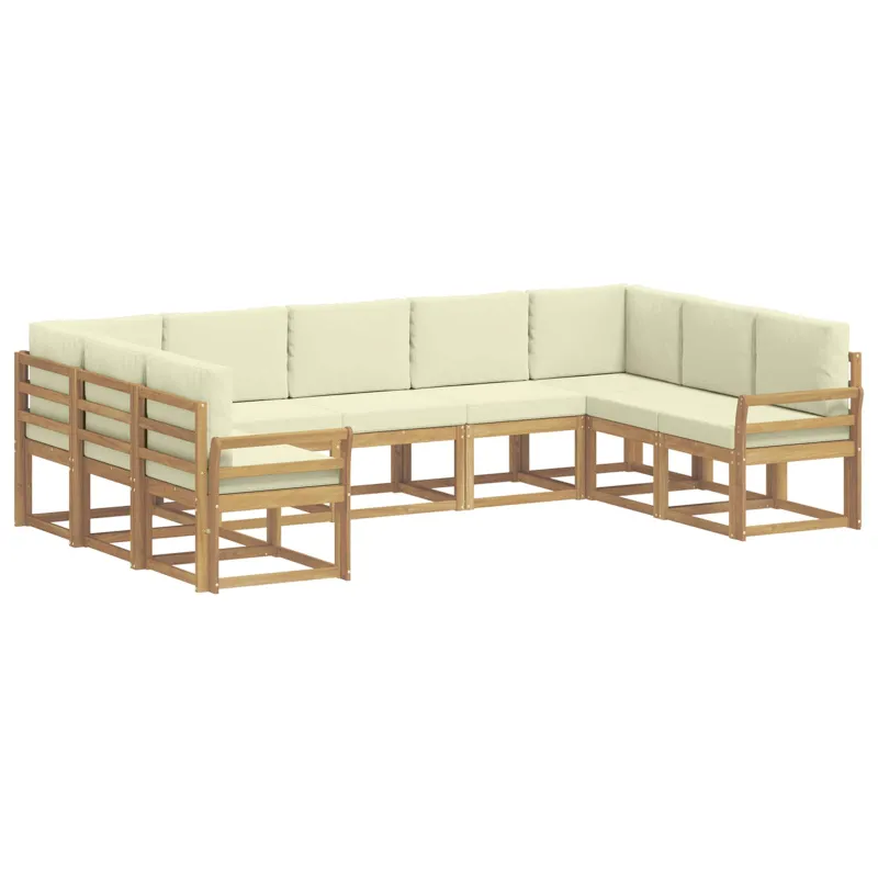 Lauko sofos komplektas su pagalve 9 pcs Balta ir kreminė