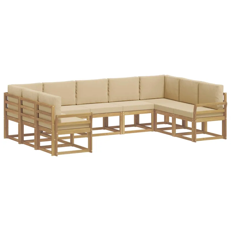 Lauko sofos komplektas su pagalve 9 pcs Balta ir kreminė