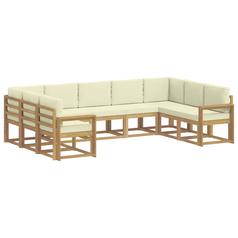 Lauko sofos komplektas su pagalve 9 pcs Balta ir kreminė