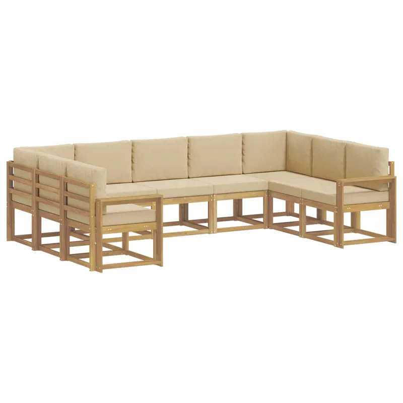 Lauko sofos komplektas su pagalve 9 pcs Balta ir kreminė