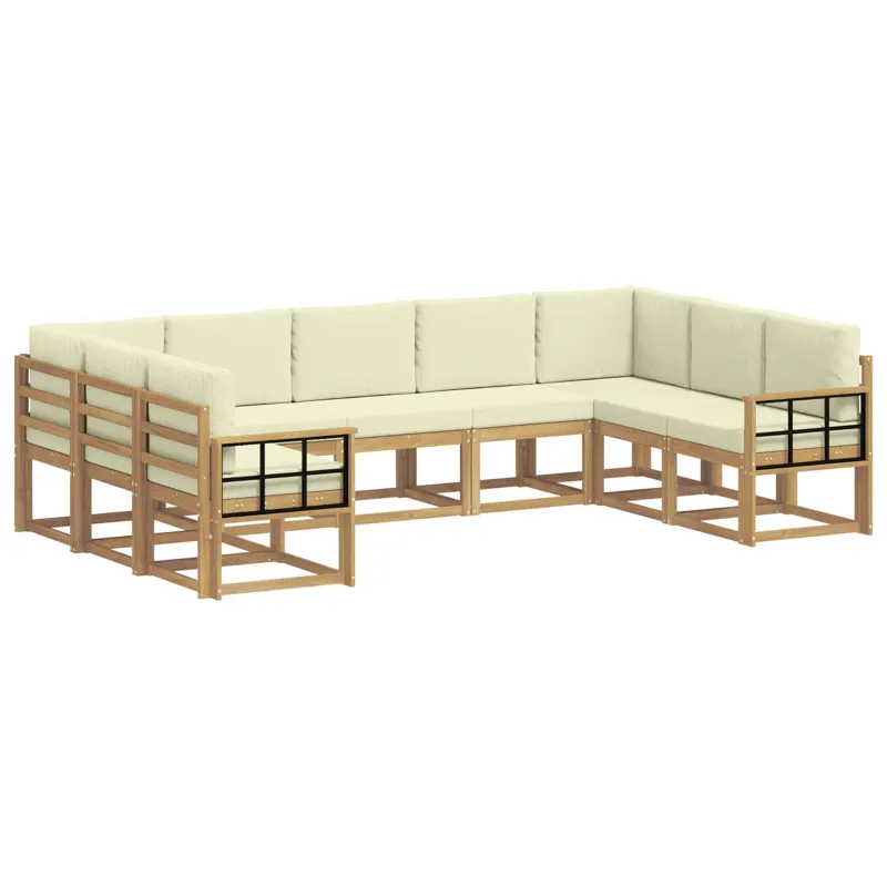 Lauko sofos komplektas su pagalve 9 pcs Balta ir kreminė
