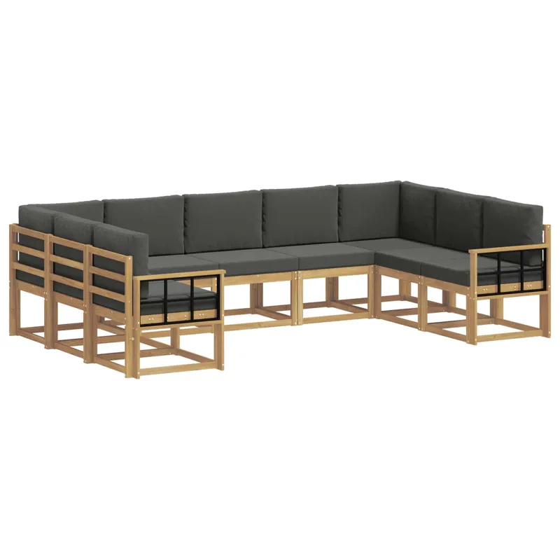 Lauko sofos komplektas su pagalve 9 pcs Balta ir antracito