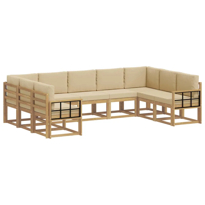 Lauko sofos komplektas su pagalve 9 pcs Balta ir kreminė
