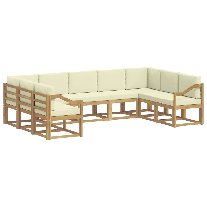 Lauko sofos komplektas su pagalve 9 pcs Balta ir kreminė