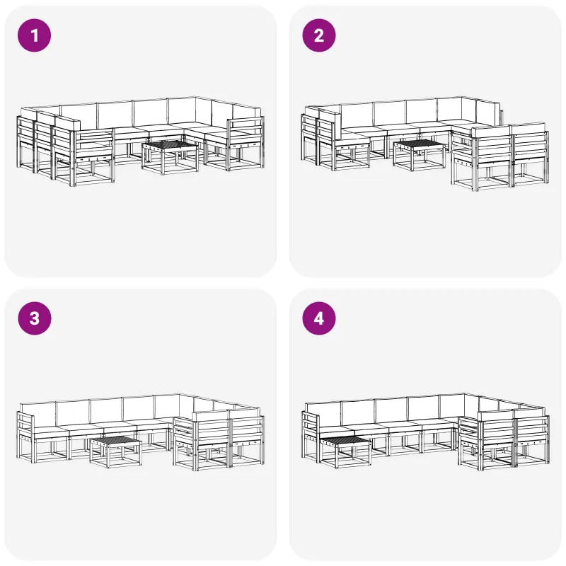 Lauko sofos komplektas 10 pcs Balta ir kreminė 59 x 59 x 37 cm