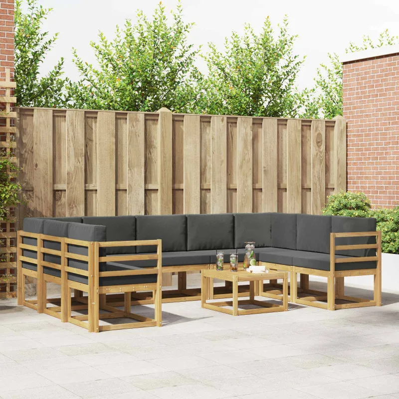 Lauko sofos komplektas 10 pcs Balta ir antracito