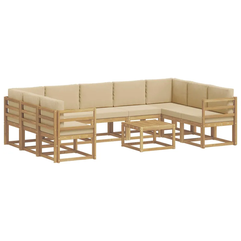 Lauko sofos komplektas 10 pcs Balta ir kreminė 59 x 59 x 37 cm
