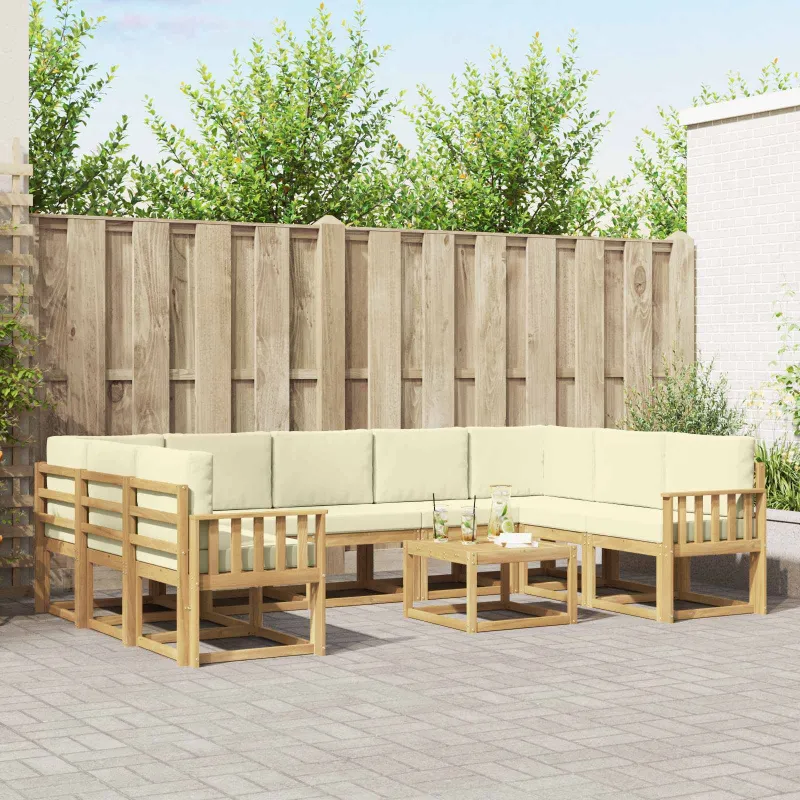 Lauko sofos komplektas 10 pcs Balta ir kreminė 59 x 59 x 37 cm