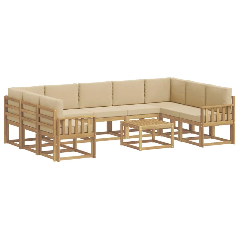 Lauko sofos komplektas 10 pcs Balta ir kreminė 59 x 59 x 37 cm
