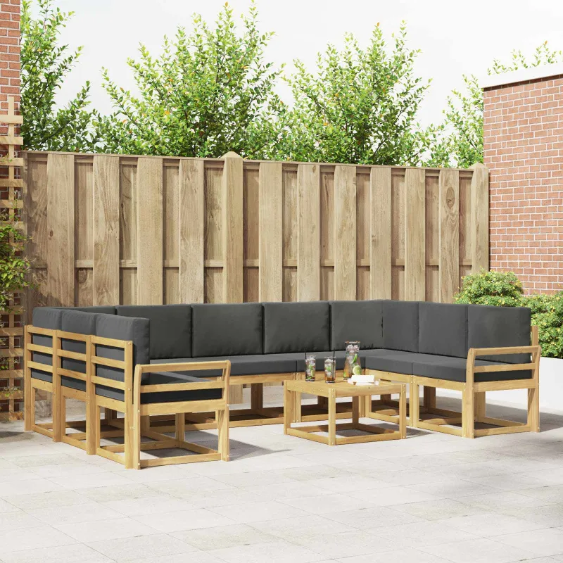 Lauko sofos komplektas 10 pcs Balta ir antracito