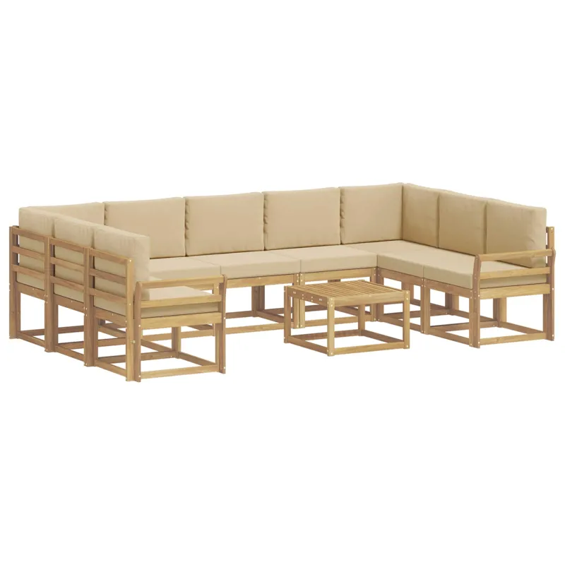 Lauko sofos komplektas 10 pcs Balta ir kreminė 59 x 59 x 37 cm