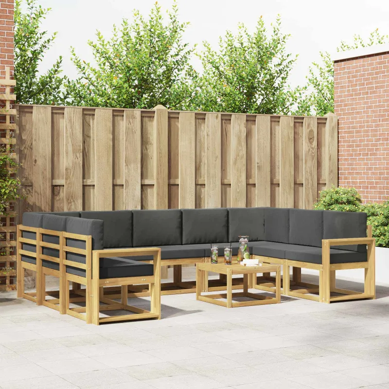 Lauko sofos komplektas 10 pcs Balta ir antracito