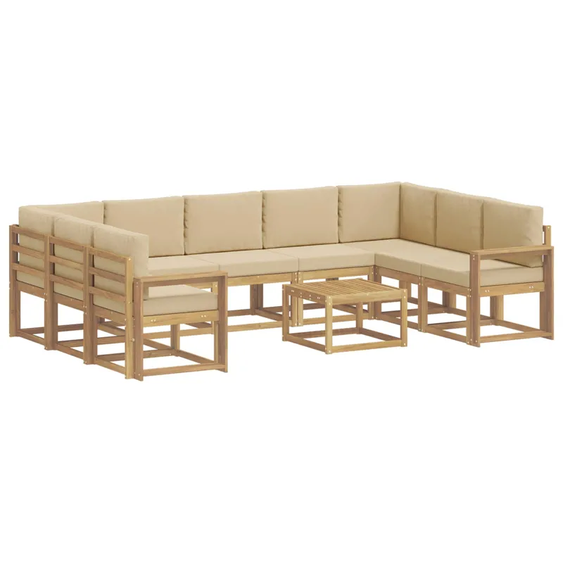 Lauko sofos komplektas 10 pcs Balta ir kreminė 59 x 59 x 37 cm
