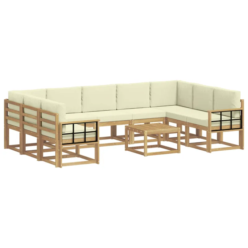 Lauko sofos komplektas 10 pcs Balta ir kreminė 59 x 59 x 37 cm