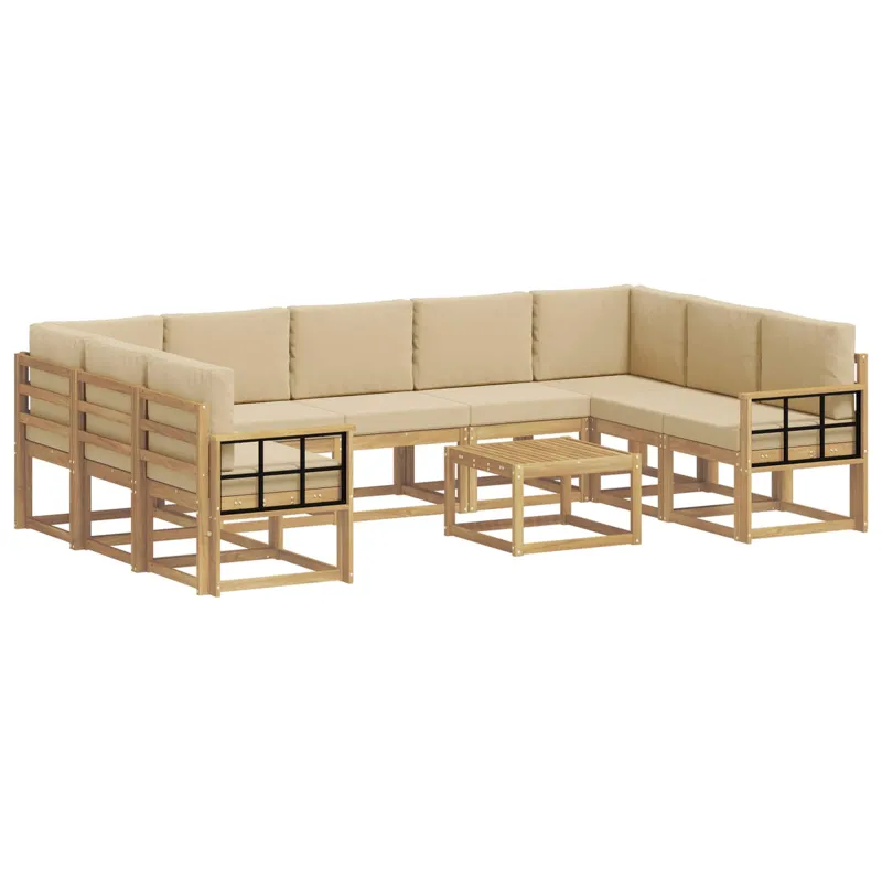 Lauko sofos komplektas 10 pcs Balta ir kreminė 59 x 59 x 37 cm