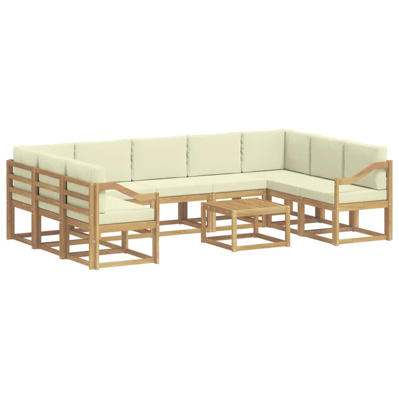 Lauko sofos komplektas 10 pcs Balta ir kreminė 59 x 59 x 37 cm