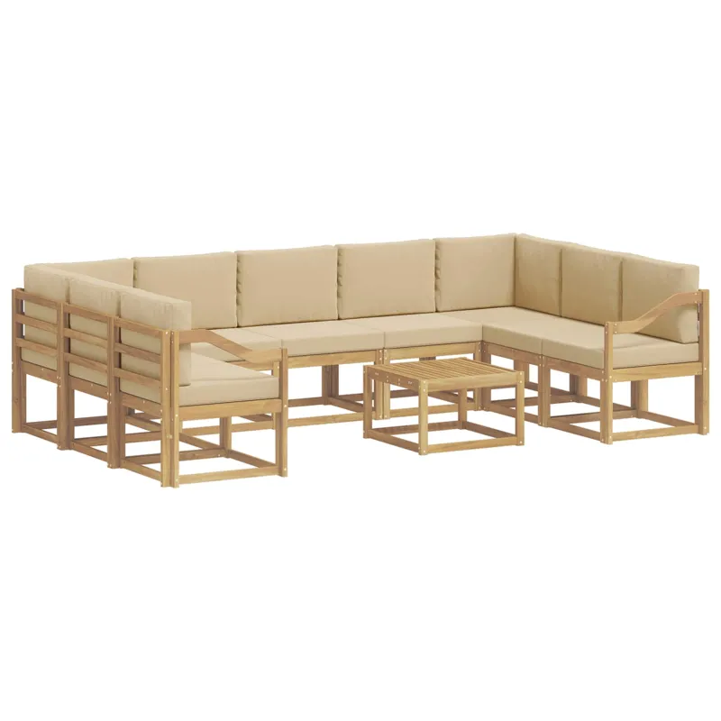 Lauko sofos komplektas 10 pcs Balta ir kreminė 59 x 59 x 37 cm