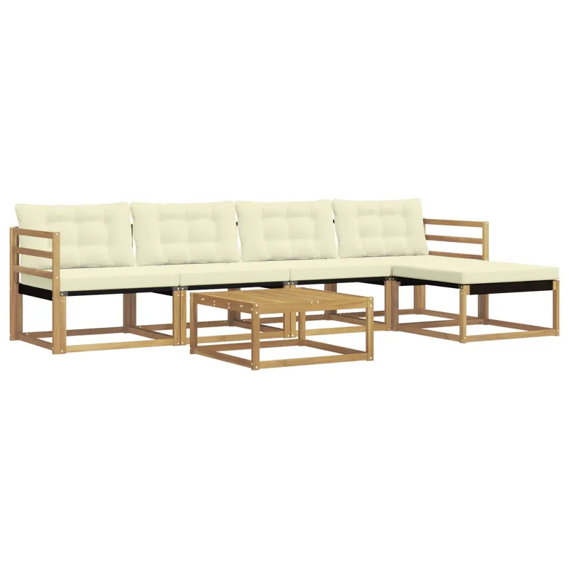 Lauko sofos komplektas 6 pcs Balta ir kreminė