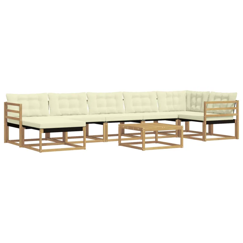 Lauko sofos komplektas 8 pcs Balta ir kreminė