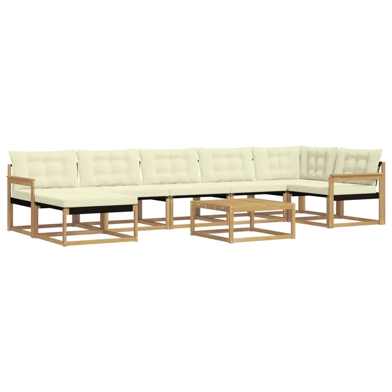 Lauko sofos komplektas 8 pcs Balta ir kreminė