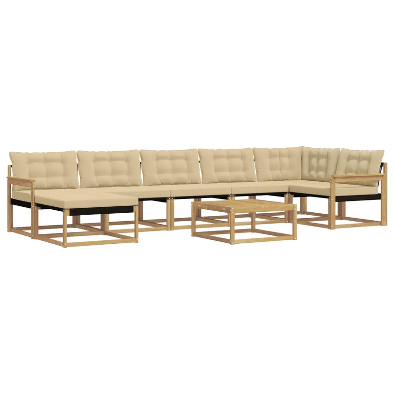 Lauko sofos komplektas 8 pcs Balta ir kreminė