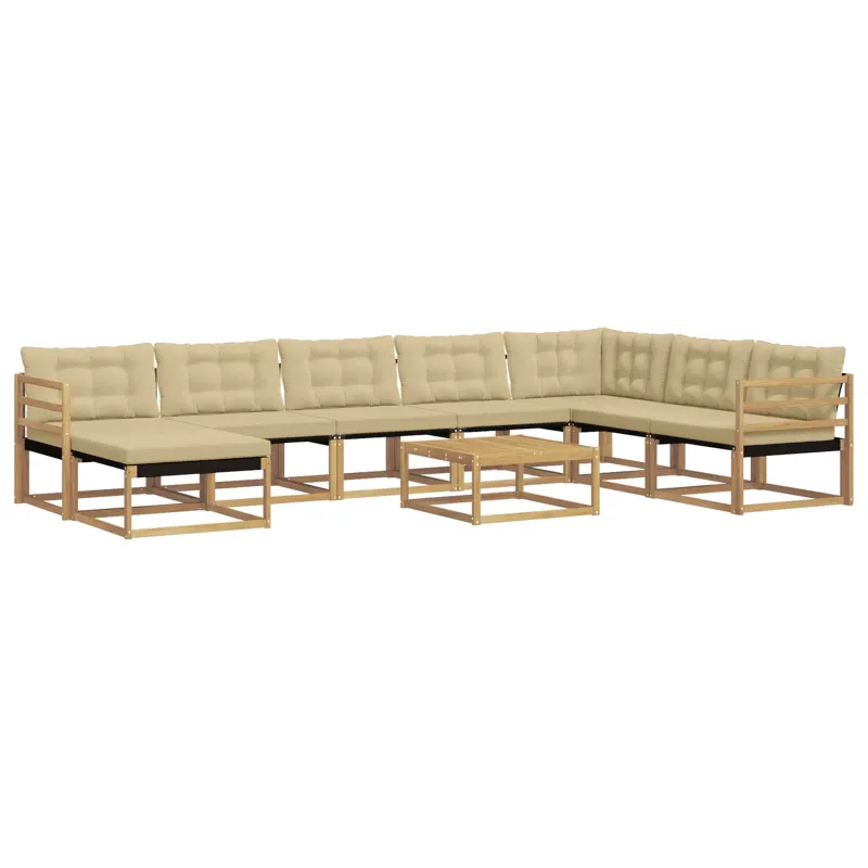 Lauko sofos komplektas 9 pcs Balta ir kreminė