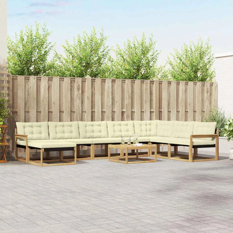 Lauko sofos komplektas 9 pcs Balta ir kreminė