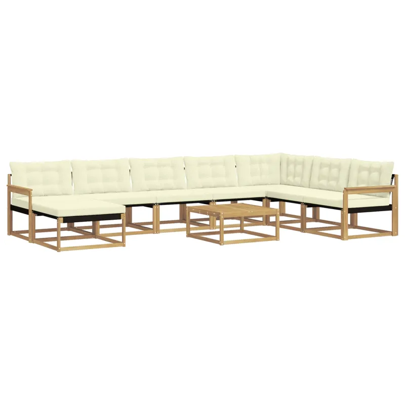 Lauko sofos komplektas 9 pcs Balta ir kreminė