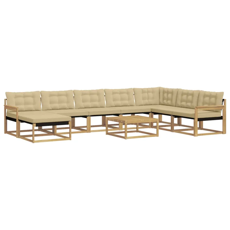 Lauko sofos komplektas 9 pcs Balta ir kreminė