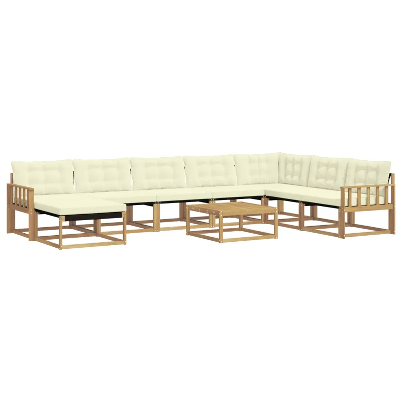 Lauko sofos komplektas 9 pcs Balta ir kreminė