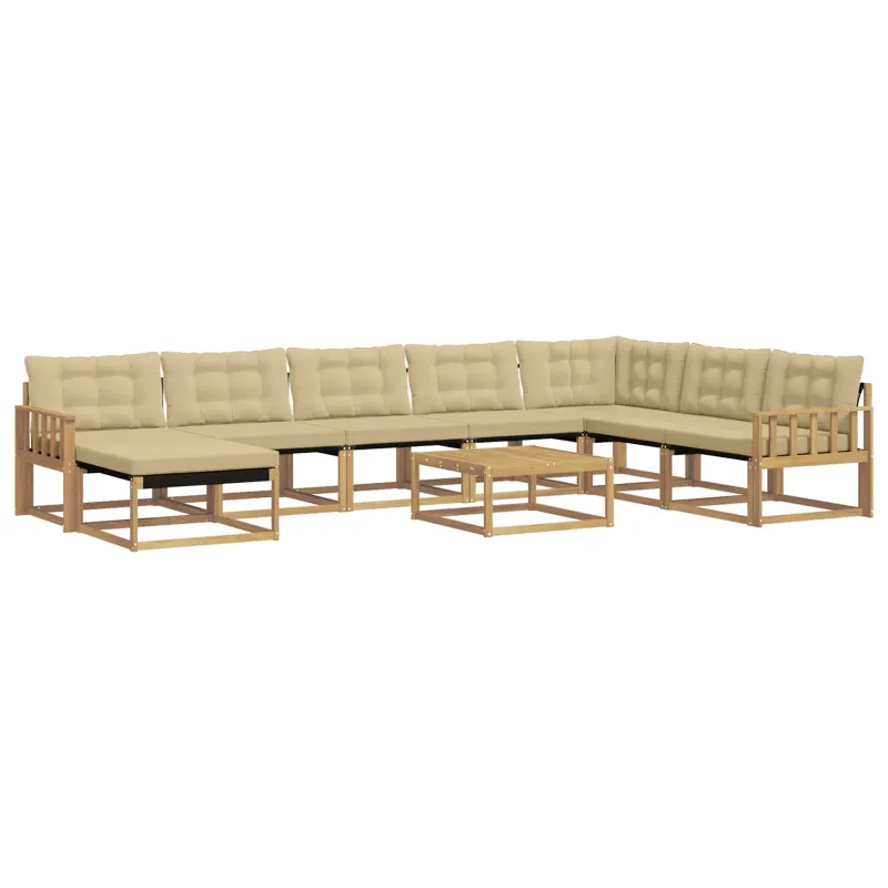 Lauko sofos komplektas 9 pcs Balta ir kreminė