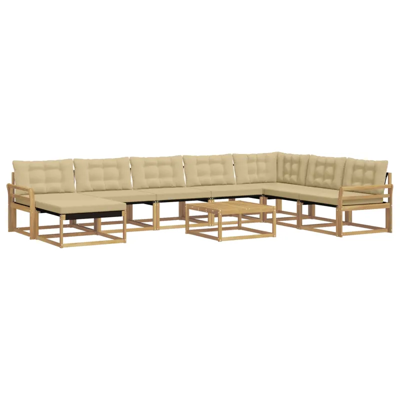 Lauko sofos komplektas 9 pcs Balta ir kreminė