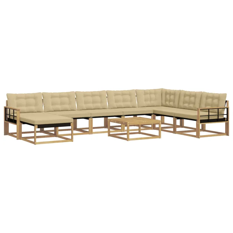 Lauko sofos komplektas 9 pcs Balta ir kreminė