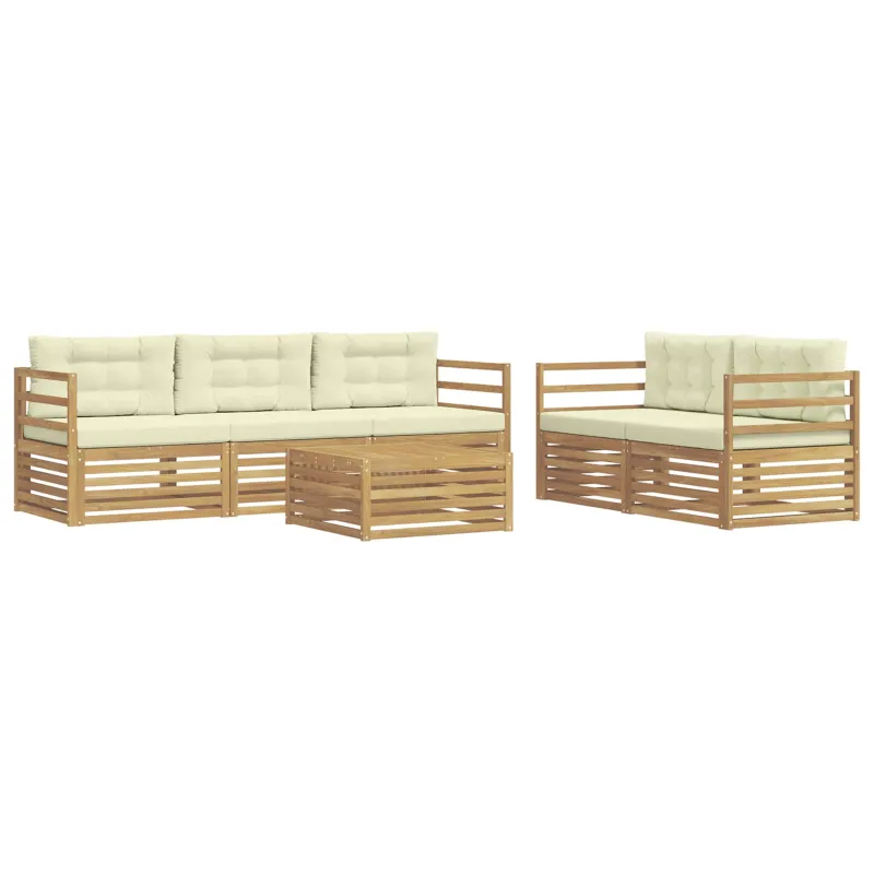 Lauko sofos komplektas 6 pcs Balta ir kreminė