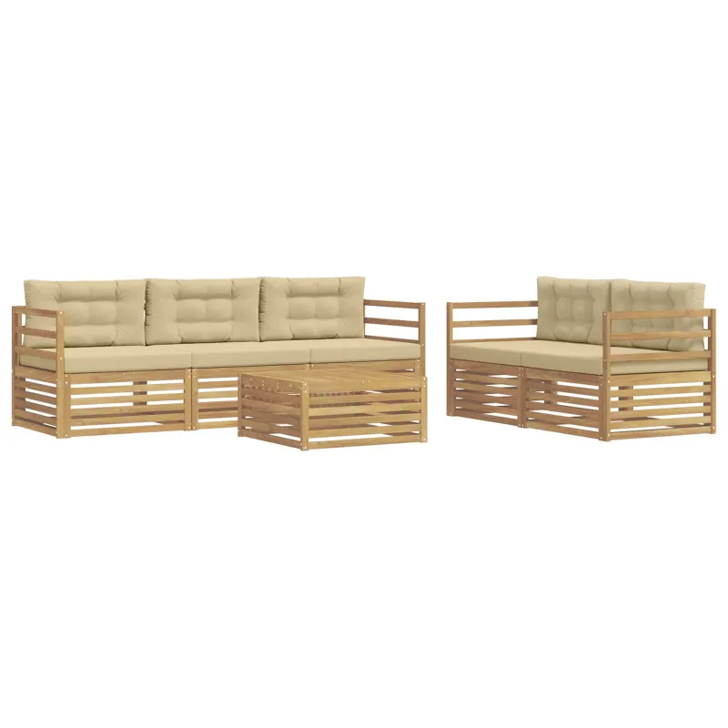 Lauko sofos komplektas 6 pcs Balta ir kreminė