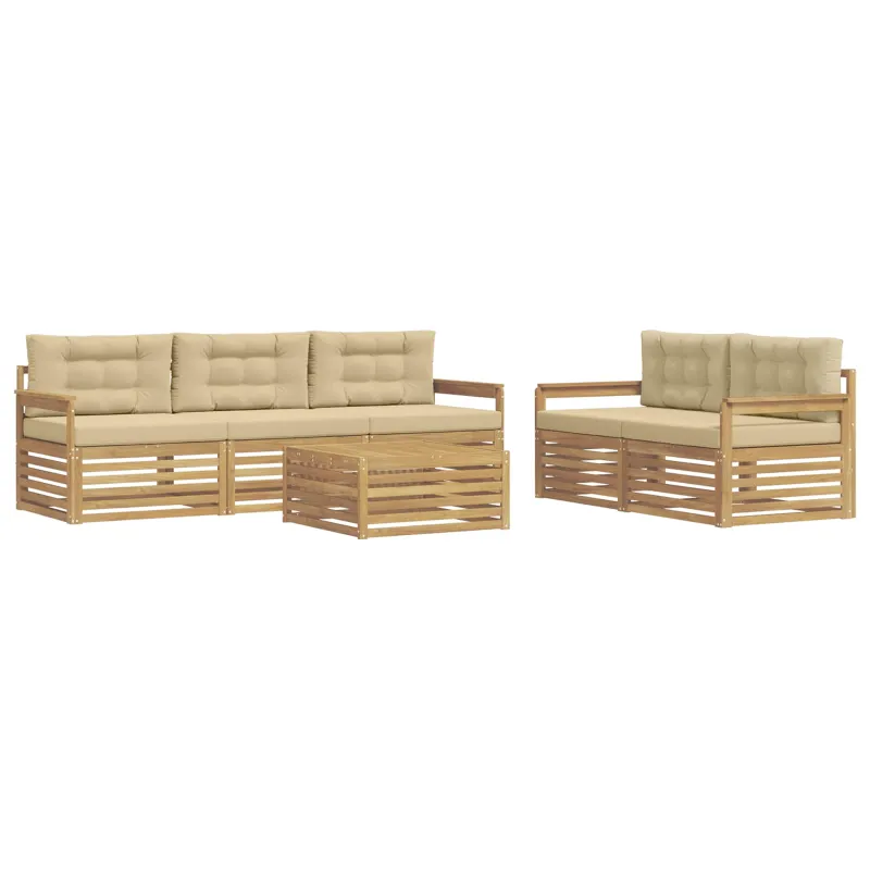 Lauko sofos komplektas 6 pcs Balta ir kreminė