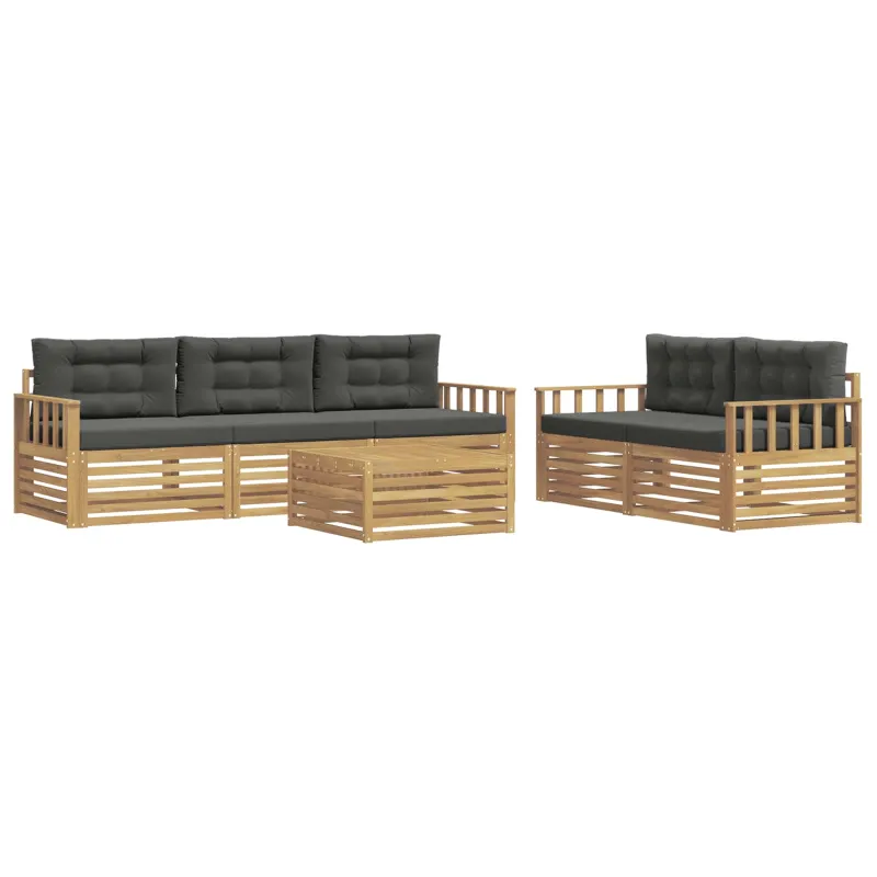 Lauko sofos komplektas 6 pcs Balta ir antracito