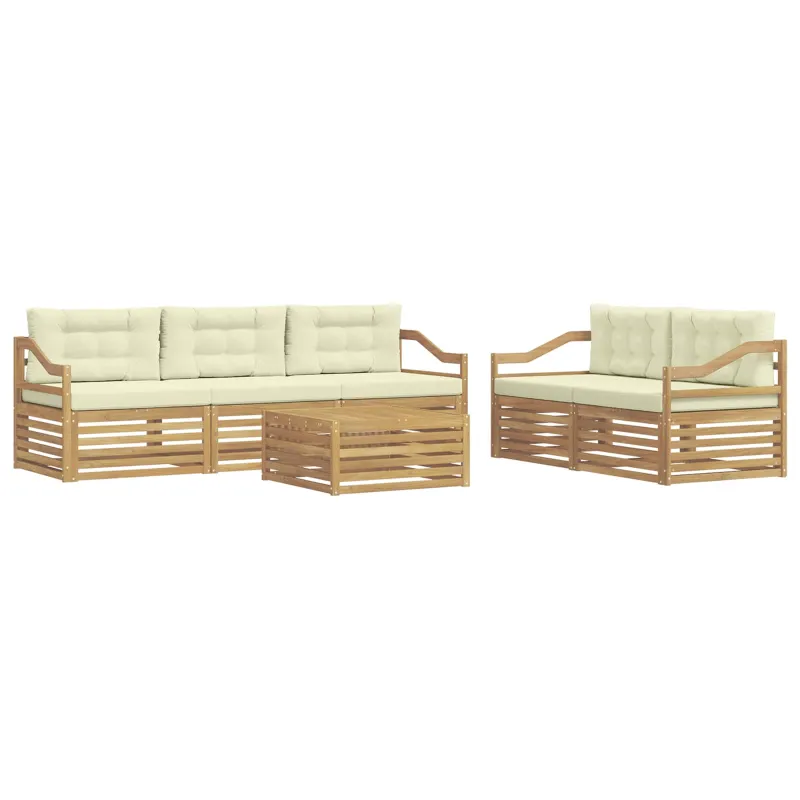 Lauko sofos komplektas 6 pcs Balta ir kreminė