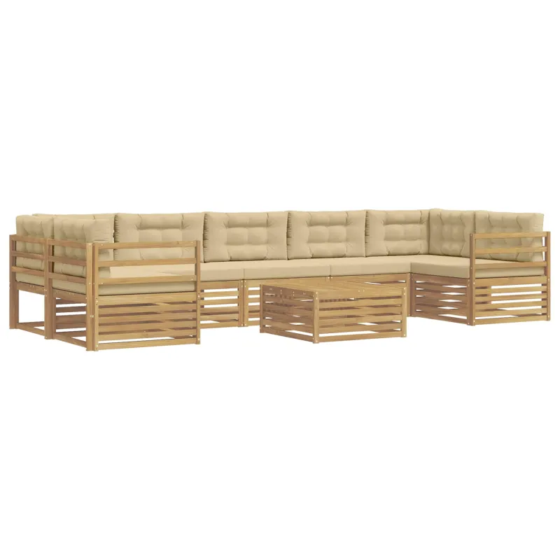 Lauko sofos komplektas 8 pcs Balta ir kreminė